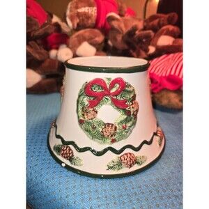 Vintage LINEN-N-THINGS Christmas Wreath Candle Shade Cover